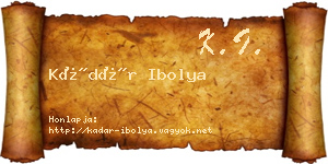Kádár Ibolya névjegykártya